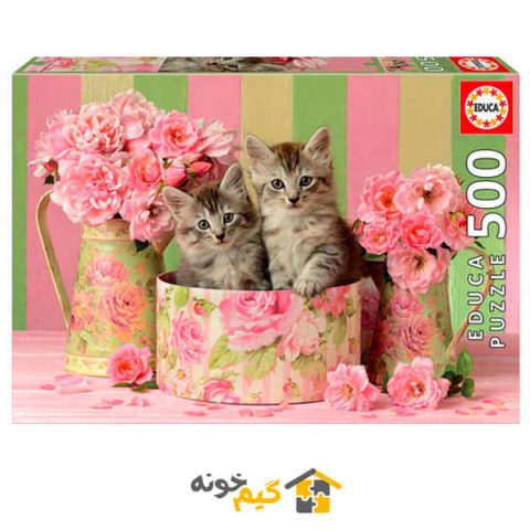 پازل kittens-with-roses-puzzle